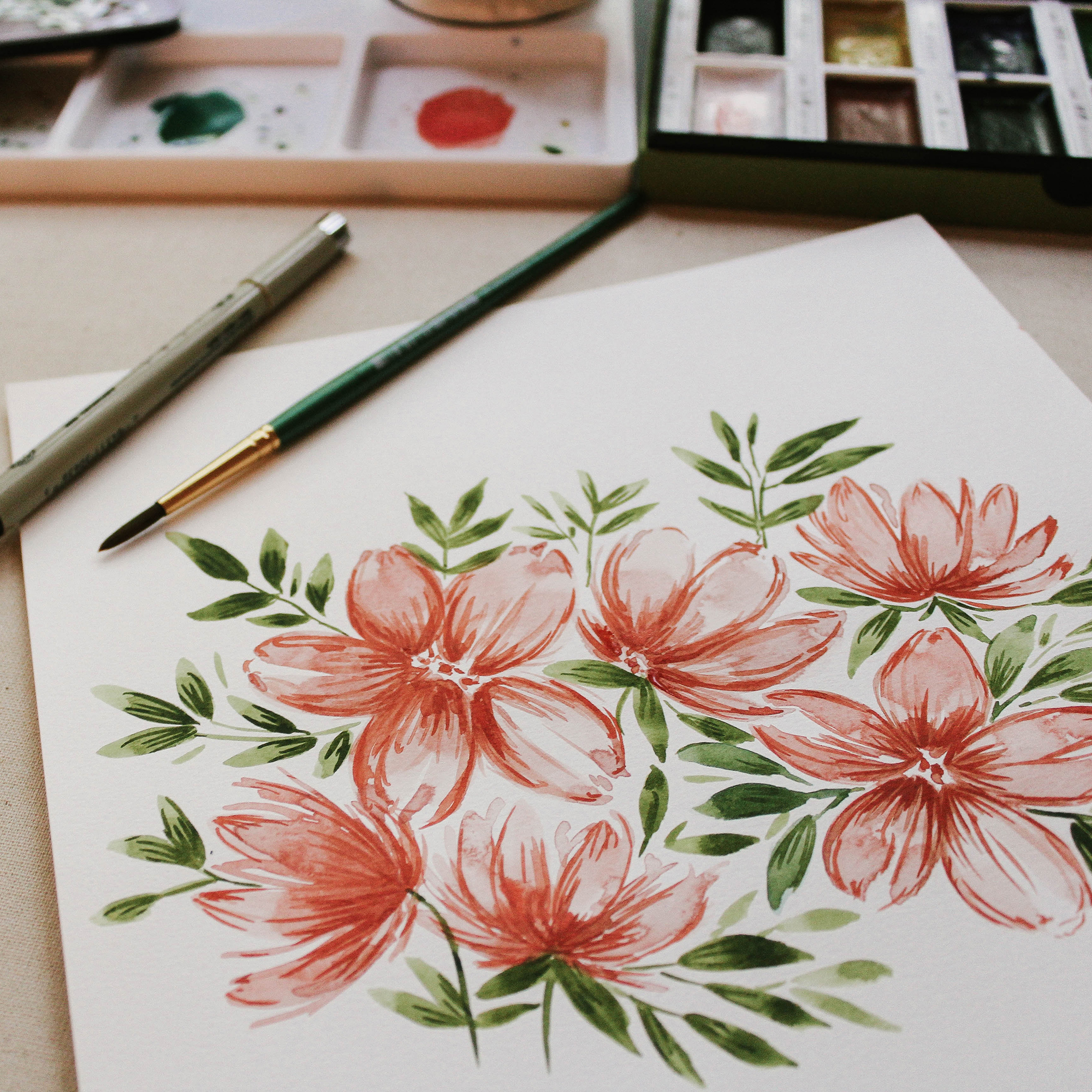 Sketched flowers